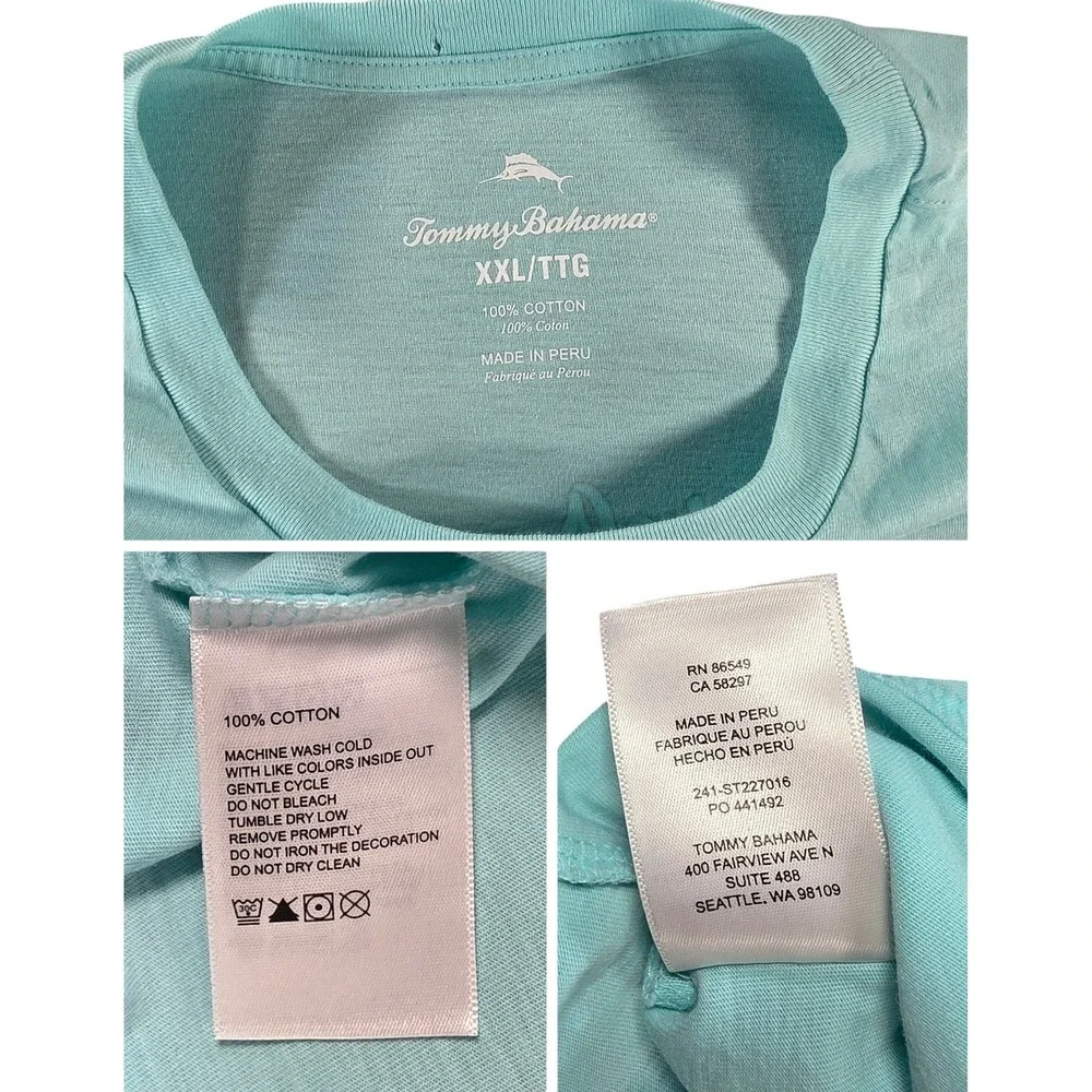 Tommy Bahama Collecting Sand Dollars Graphic Tee Mens XXL Beach Casino Shirt
